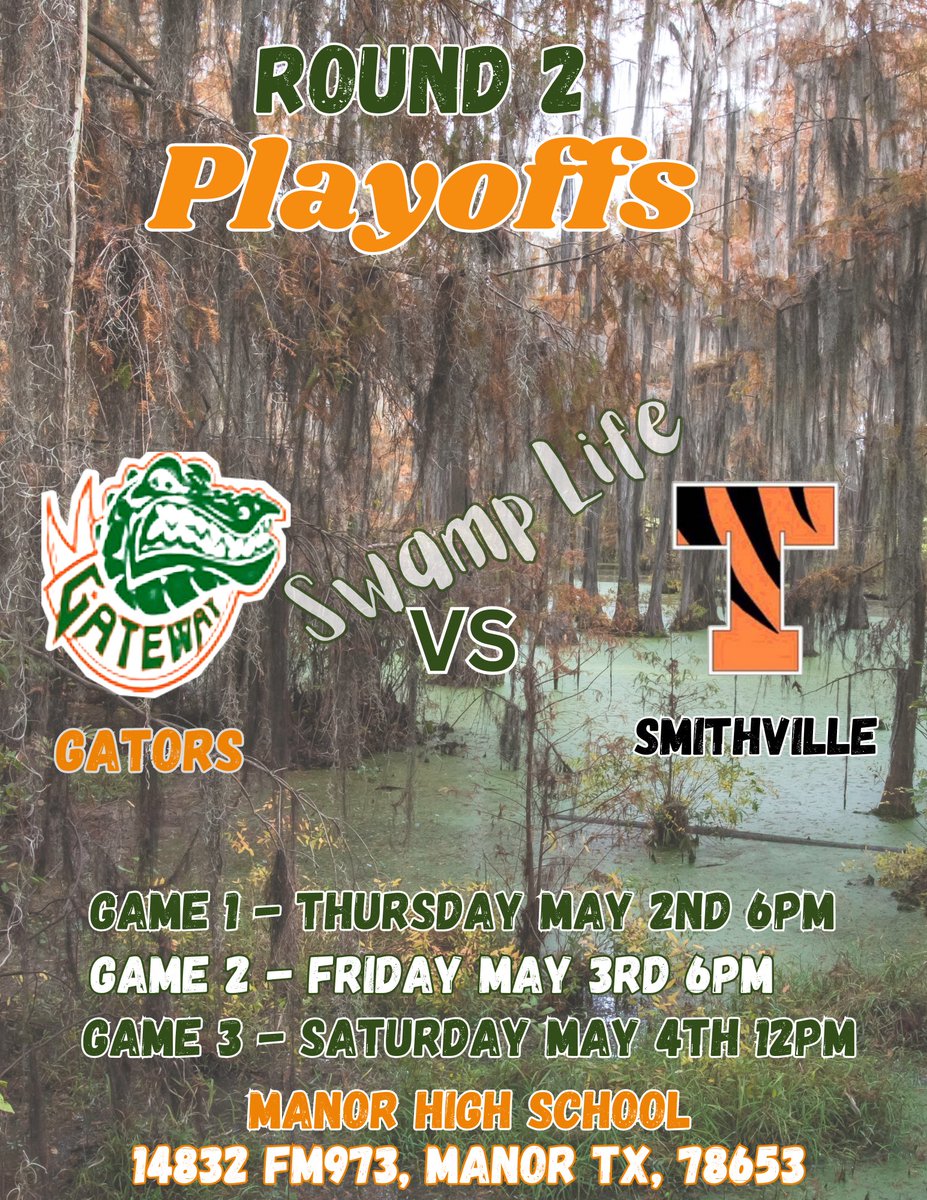 Gator 🐊 Fans the Lady Gators take Round 1 of the Playoffs.  Come out to Manor High School Thursday as the girls begin Round 2 against Smithville. Let’s bring the Swamp to Manor.  Let’s Go LADIES!!  #GatorPride #GatorSB #SwampLife