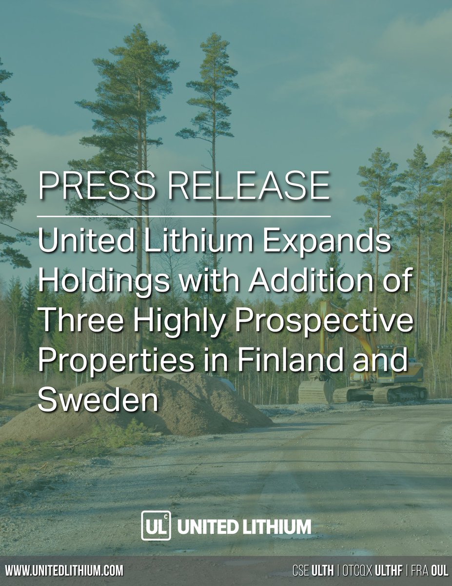 United Lithium (@unitedlithium) on Twitter photo We've increased our Nordic holdings by nearly 300% through the acquisition of:
🇫🇮 The 54,000-hectare Kova Property & the 13,900-ha Kast Property in Finland;
🇸🇪 And the 14,000-ha Axmarby Property in Sweden, immediately North of our flagship Bergby Project.
These properties are We've increased our Nordic holdings by nearly 300% through the acquisition of:
🇫🇮 The 54,000-hectare Kova Property & the 13,900-ha Kast Property in Finland;
🇸🇪 And the 14,000-ha Axmarby Property in Sweden, immediately North of our flagship Bergby Project.
These properties are