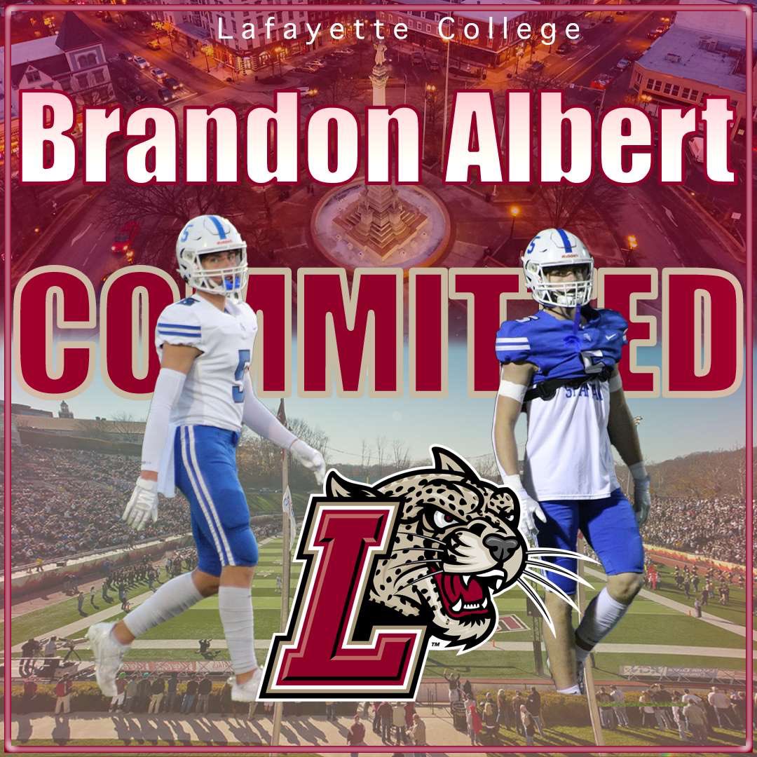 Brandon Albert (@brandon_sa2) on Twitter photo I am beyond grateful to announce my commitment to Lafayette College. I would like to thank God, my family, my friends, and my coaches for getting me to where I am today.
<a href="/LafColFootball/">Lafayette Football</a> <a href="/MCthedc/">Meade Clendaniel</a> <a href="/Coach__Trox/">John Troxell</a> <a href="/Coach_Saint/">Mike Saint Germain</a> <a href="/CoachSeumalo/">Andrew Seumalo</a> <a href="/Coach_TJA/">TJ Albert</a> <a href="/NPCoachJeff/">Jeff@nationalpreps.com</a> I am beyond grateful to announce my commitment to Lafayette College. I would like to thank God, my family, my friends, and my coaches for getting me to where I am today.
<a href="/LafColFootball/">Lafayette Football</a> <a href="/MCthedc/">Meade Clendaniel</a> <a href="/Coach__Trox/">John Troxell</a> <a href="/Coach_Saint/">Mike Saint Germain</a> <a href="/CoachSeumalo/">Andrew Seumalo</a> <a href="/Coach_TJA/">TJ Albert</a> <a href="/NPCoachJeff/">Jeff@nationalpreps.com</a>