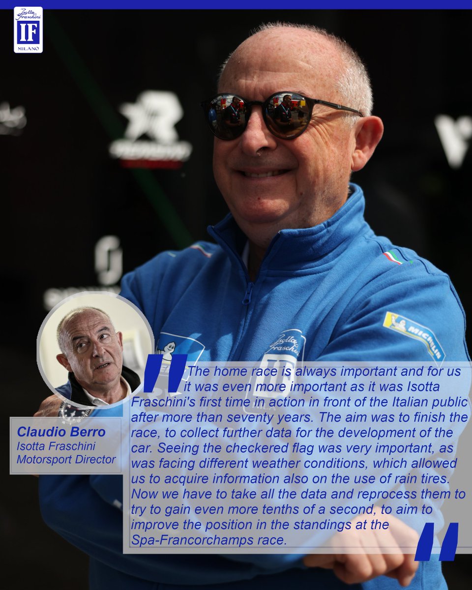IFautomobili's tweet image. The #IsottaFraschini Motorsport Director #ClaudioBerro's point of view after the #6hImola, the second event of the 2024 #FIAWEC.
_____
#Tipo6LMH #Tipo6Competizione #TheFastestLuxury #NoTwoAlike #WEC #AutodromoImola