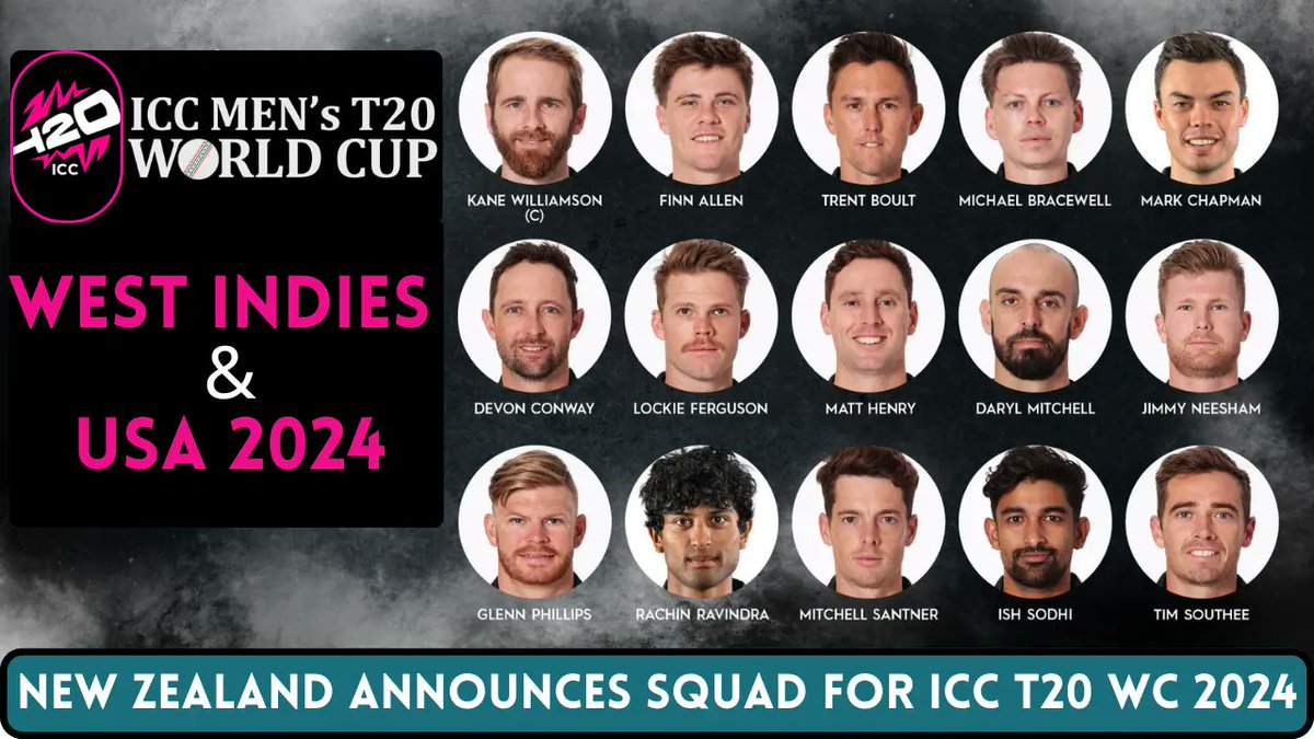New Zealand announced squad for T20 World Cup 2024. #NewZealand #t20squad #T20WorldCup2024