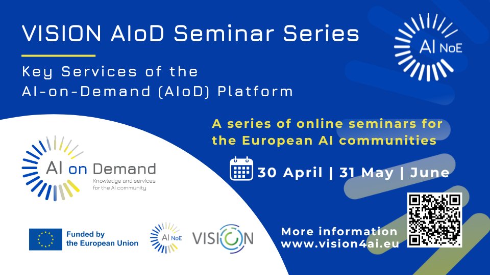 🚀Did u register 2 learn about the latest with the AIoD Platform❓ ⏲️Tmr @9:30 CET ✔️JOIN us 2 🤝 & find out how together we can build a useful & functional platform 4 🇪🇺 AI innovators, researchers & enthusiasts who want 2 shape landscapes of 🇪🇺AI ➡️Reg: vision4ai.eu/aiod-seminar-s…