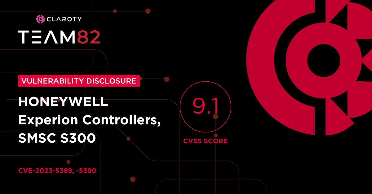 ⚠️ @Honeywell has addressed two vulnerabilities in its Experion controllers and Safety Manager SC products disclosed by #Team82. The vulnerabilities allow an attacker to modify, write, and read files on the controllers or SMSC S300 products. More info: hubs.li/Q02vfch20