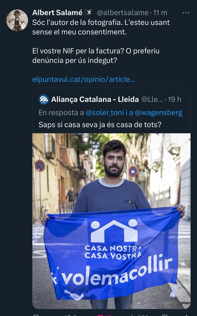 A banda de passar-se pel folre els drets de propietat intel·lectual, AC fa servir els mateixos arguments que l’extrema dreta utilitza arreu del món. Però és que a més, se’n riuen d’un exiliat independentista perseguit per l’Estat espanyol tal com fan els de Vox. És repugnant.