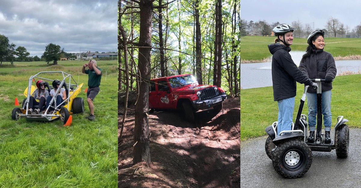 If one activity isn't enough, why not try our most popular trio 🌳 'Mud, Sweat and Gears' includes our Segway Safari, 4×4 offroading as well as our power turn buggies ⚙️ See more about our team building experiences here: loom.ly/N-rGT_g #teambuilding #activities