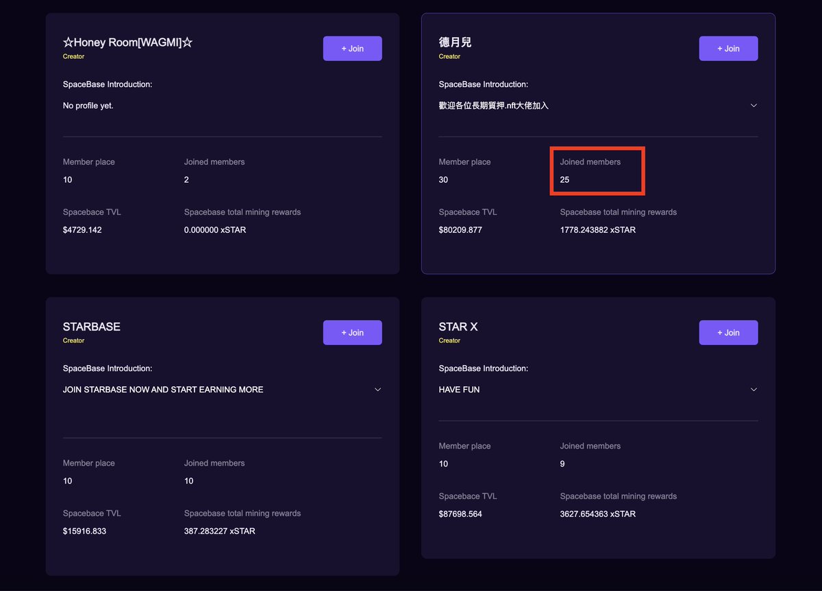 🛸 Most users have already completed the migration, and the "Planet Looting Program" is officially underway on 2.0!

🏟️ Dear SpaceBase creators, your time has come! Who will be the plundering king👑 in two weeks?

💸 Creators Rewards

Spacebase TVL ≤$5W:  100 xSTAR reward for