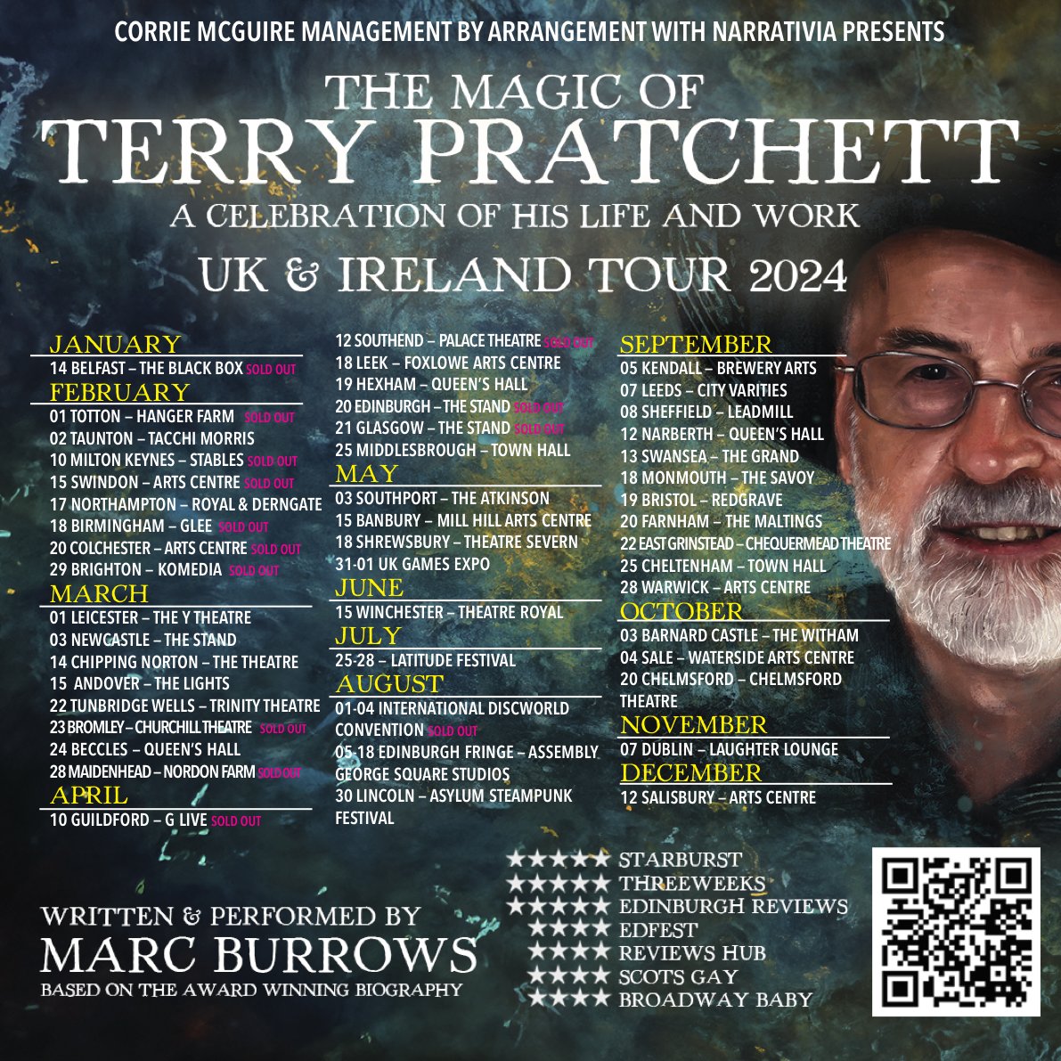 NEW DATES ON SALE! The Magic of Terry Pratchett tour forges forward to the end of the year, tickets are now available in Dublin (@LaughterLounge), Salisbury (@WiltsCreative) and as many corners of the country as we can get to: marcburrows.co.uk/live-dates #GNUTerryPratchett