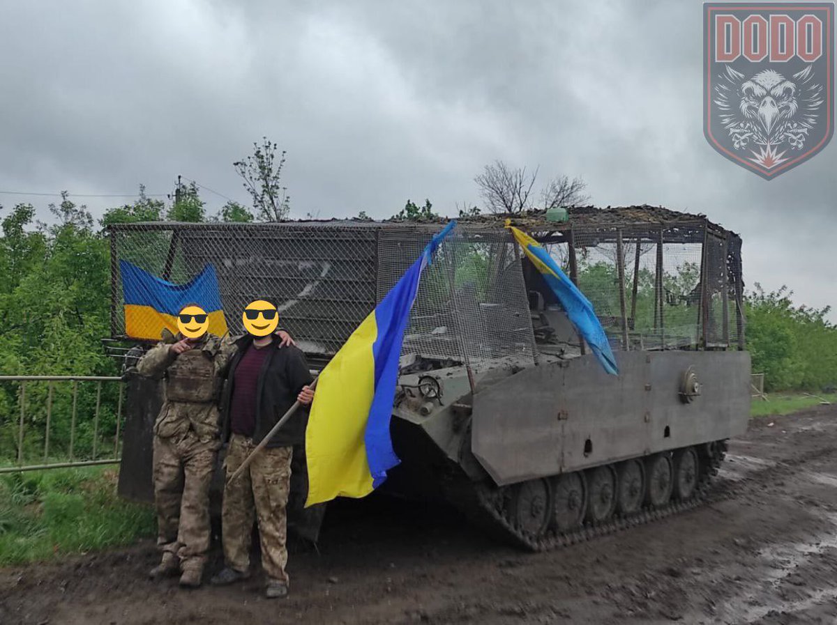 As said, a Russian BMP that was captured today. Eastern front (presumably bakhmut area). t.me/ptashkaDoDo/79