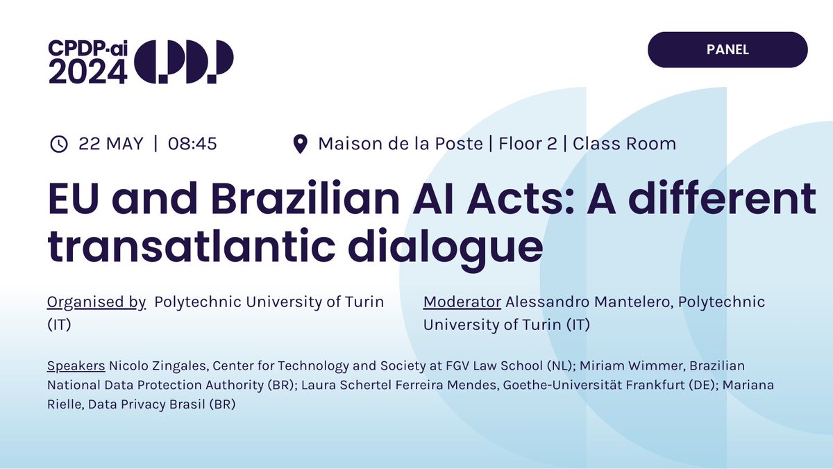 What are the challenges posed by AI to the current data protection framework? Organised by @PoliTOnews with @mantelero, @JusTechne @CTS_FGV, Miriam Wimmer @ANPTBRASIL, Laura Schertel Ferreira Mendes @goetheuni, Mariana Rielle @DataPrivacyBr #CPDPai2024 #CPDPconferences #CPDP2024