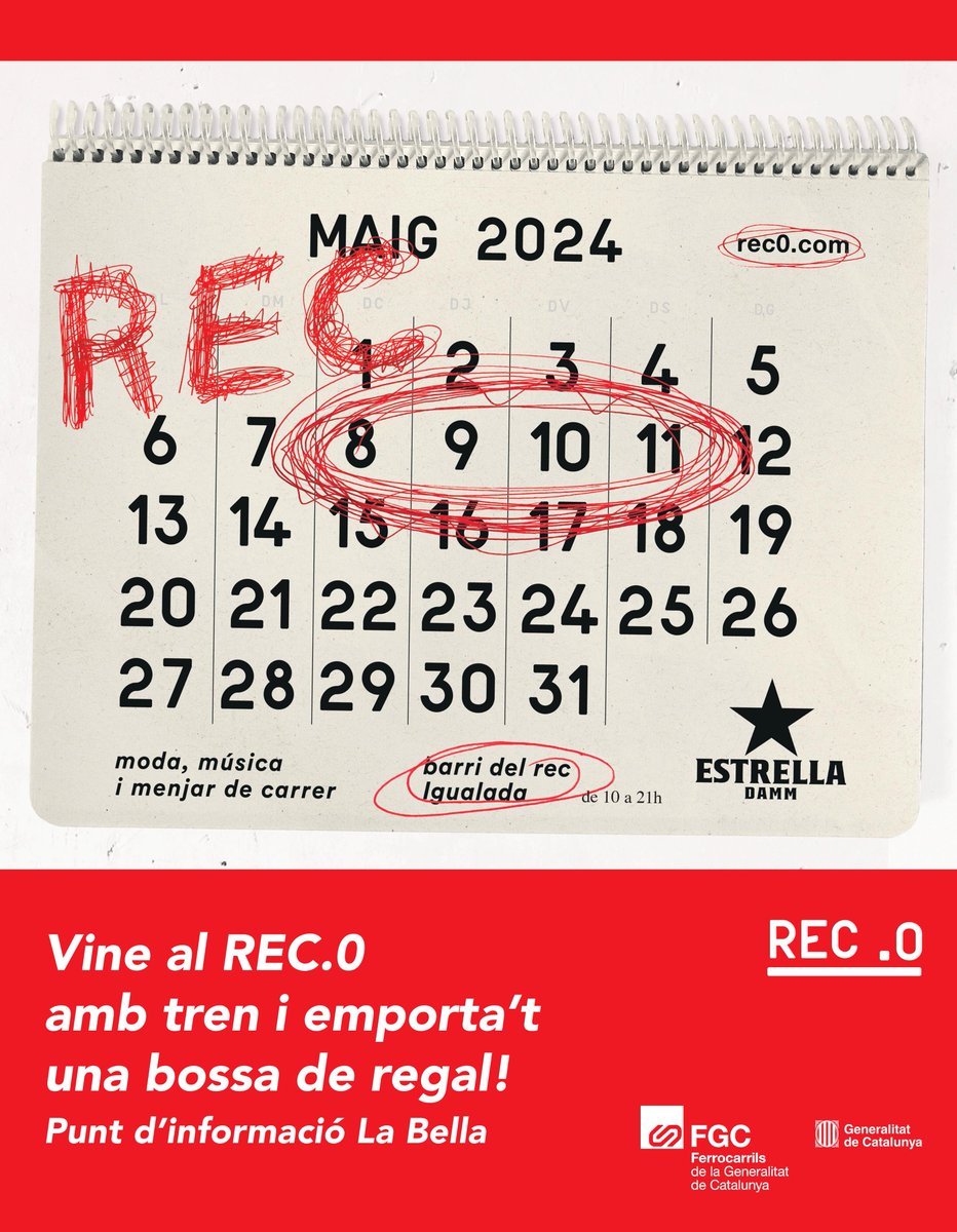 🚆 Agafa #Ferrocarrils per anar al @RECstores a Igualada i emporta't una bossa de regal! Viatja en transport públic i gaudeix de moda, música i menjar al carrer 🥗 🗓️ Del 8 a l'11 de maig