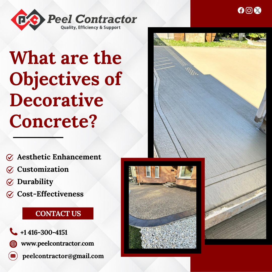 Discover the Magic of Decorative Concrete with Peel Contractor! 🌟What are the Objectives of Decorative Concrete?
✔Aesthetic Enhancement
✔Customization
✔Durability
✔Cost-Effectiveness
Contact us:((416) 300-4151#PeelContractor #DecorativeConcrete #Jalandhar #Flooring #Patios