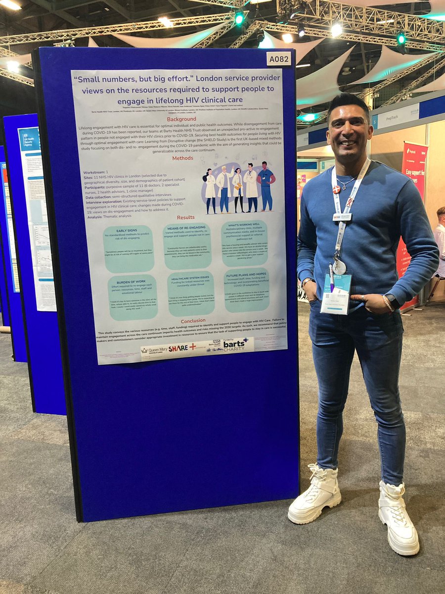 The SHIELD Study looks at the effect of the COVID-19 pandemic on engagement in HIV care. We are delighted to share results from workstream 1 - qualitative interviews of healthcare providers in London at #BHIVA24 Here’s @Bex_Mbewe @SCS_05 with the posters 121 and 81.