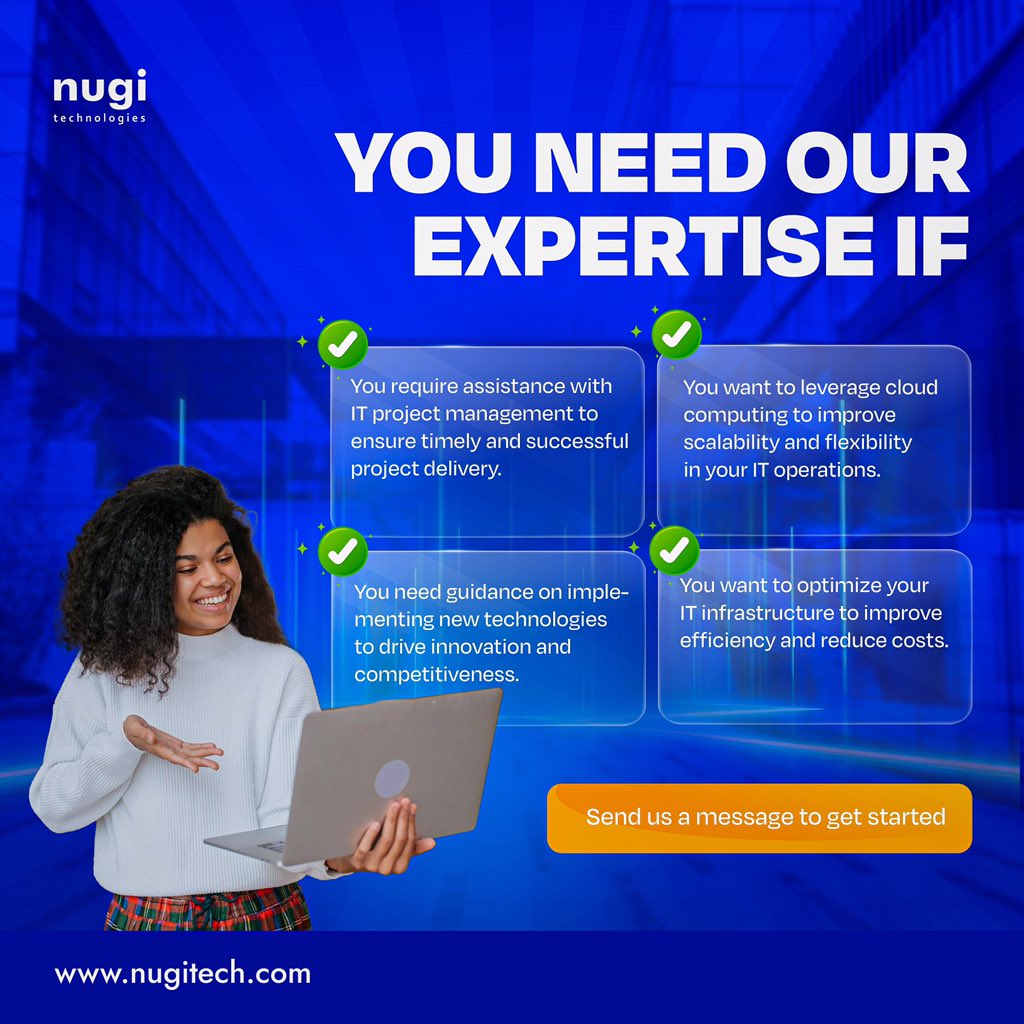 Drive innovation and competitiveness with expert guidance on new technology implementation. Optimize your IT Infrastructure for improved efficiency and cost reduction. Choose Nugi Technologies for your IT Project Management Needs