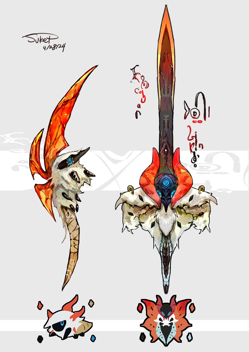 blue eyes simple background weapon horns artist name signature sword  illustration images