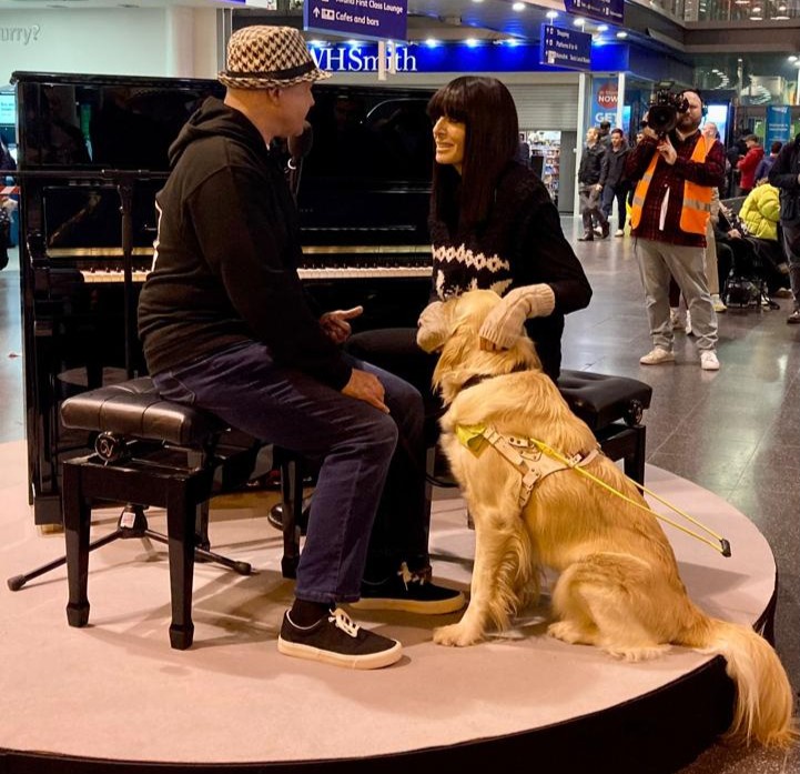 The new series of @Channel4's The Piano is here 🎹 Host @ClaudiaWinkle met one of our very own guide dog owners, Shaun @sirblimey (and guide dog Kevin!) in last night's first episode 🦮 If you missed it, tune in 👉 bit.ly/4dac4Zg #ThePiano