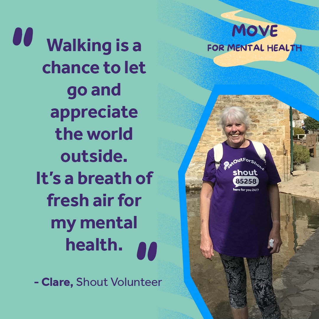 What type of exercise do you do to help your mind? Challenge yourself to exercise every day in Mental Health Awareness Week and boost your mood like our amazing volunteer Clare! Sign up to take part: giveusashout.org/move