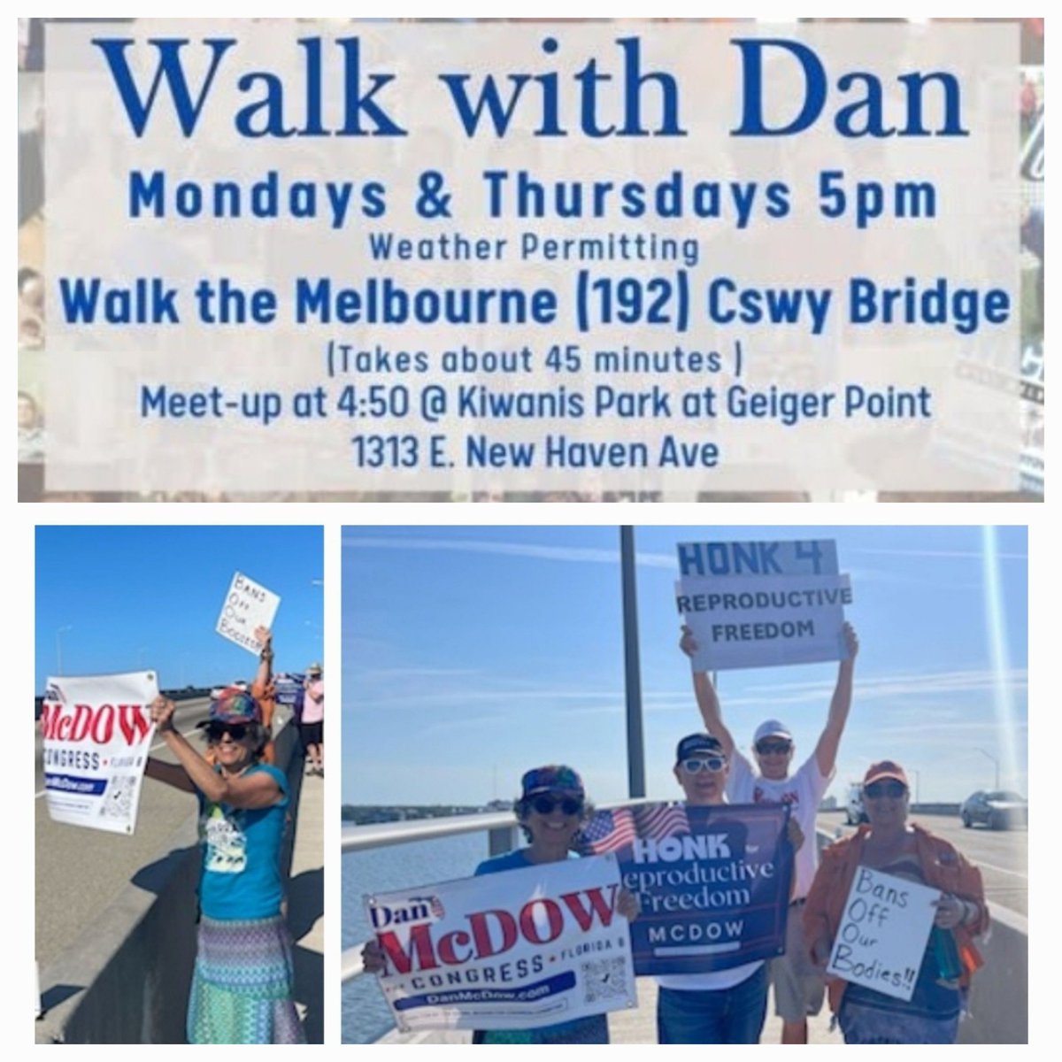 danmcdowforfl's tweet photo. It's #WalkWithDan day!
Get your steps in while you show Brevard your support for #McDow4Congress & #ReproductiveFreedom https://t.co/57NOVmrFUn