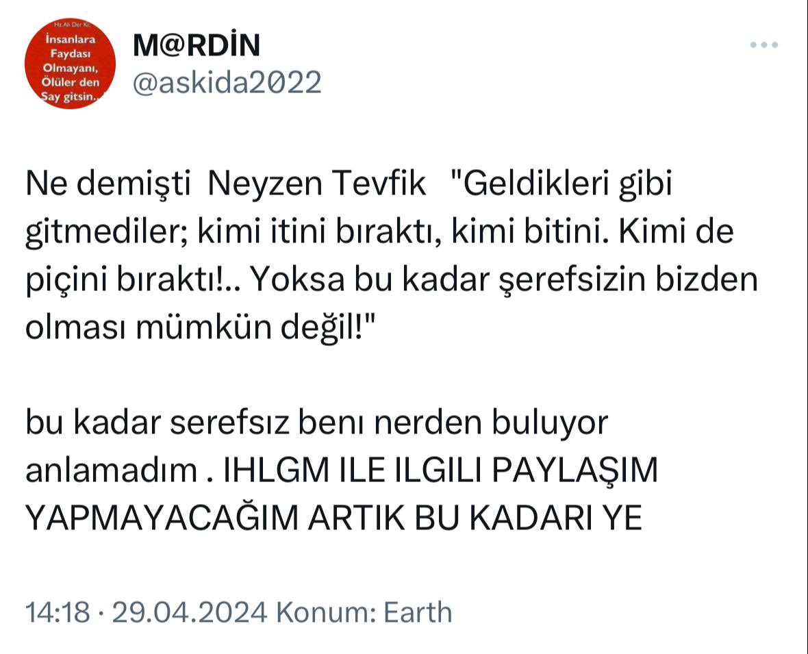 Keko yorumu bıraktıysa  #ıhlgm gider artık…47 senedir keko konuştuğu için gitmiyor…günde 8 tane isimli 8 tane isimsiz #ıhlgm grafiği paylaşır kekomatik