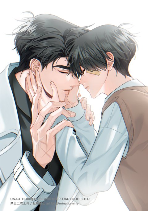 「2boys hand on another's face」 illustration images(Latest)
