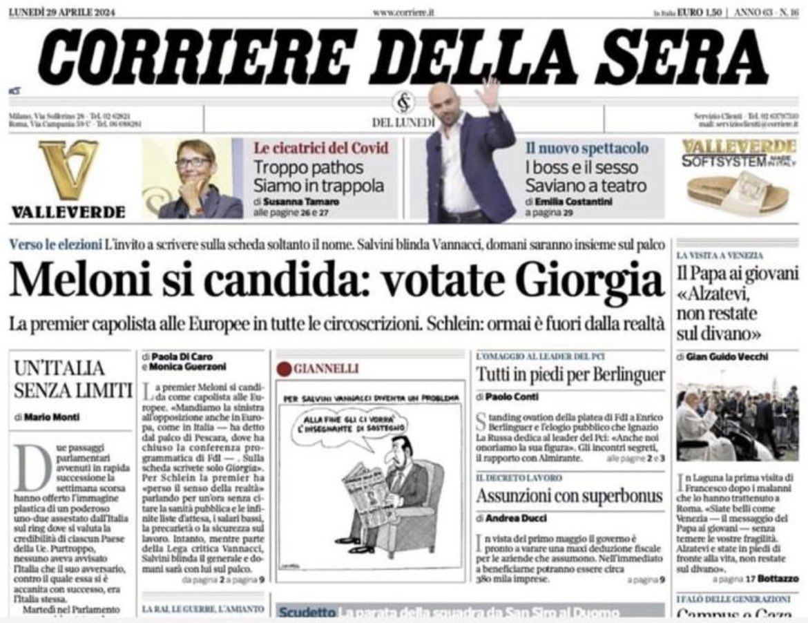 Il @Corriere oggi titola così: si sono resi conto di essere il giornale di informazione più influente d’Italia e non un organo di partito stile Pravda? @lucfontana delle spiegazioni ai tuoi lettore e abbonati sarebbero doverose. #Azione #Meloni #corriere