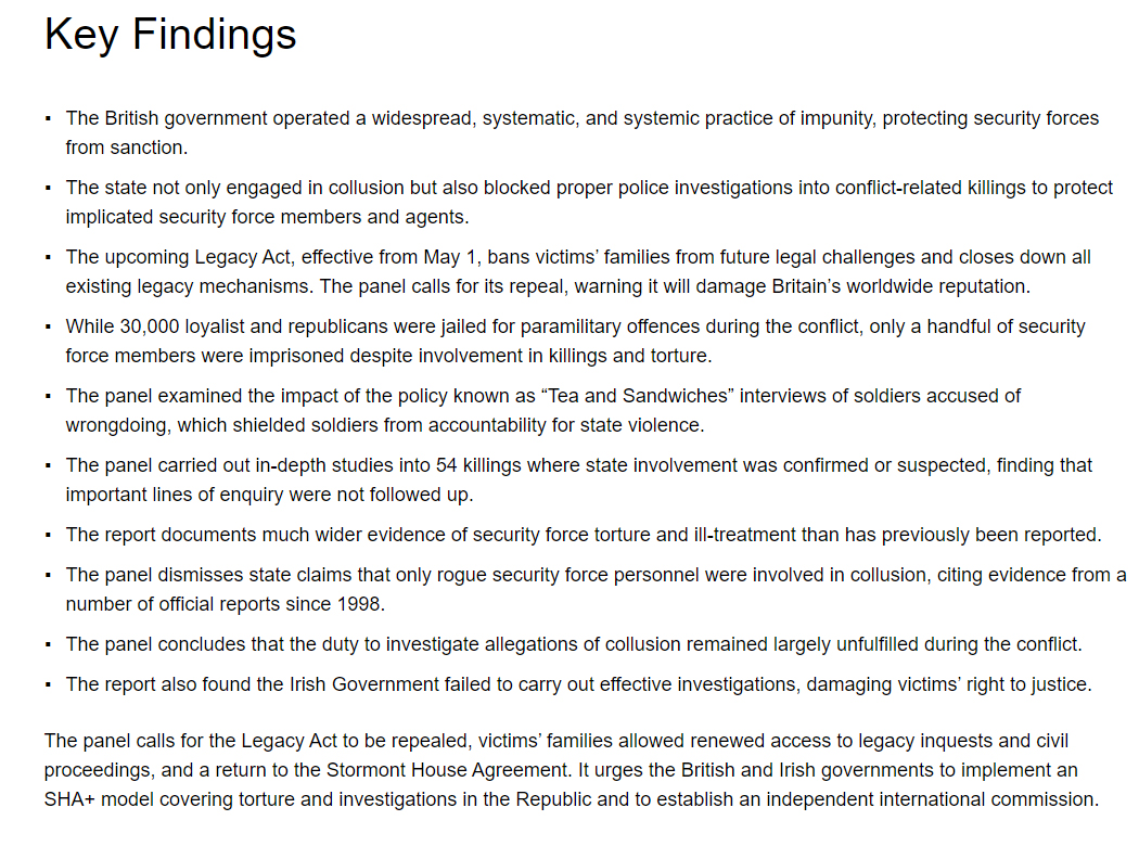 Key findings from the Bitter Legacy: State Impunity in the Northern Ireland Conflict report published today. Full report can be downloaded at jus.uio.no/smr/english/ab… @FinucaneCentre