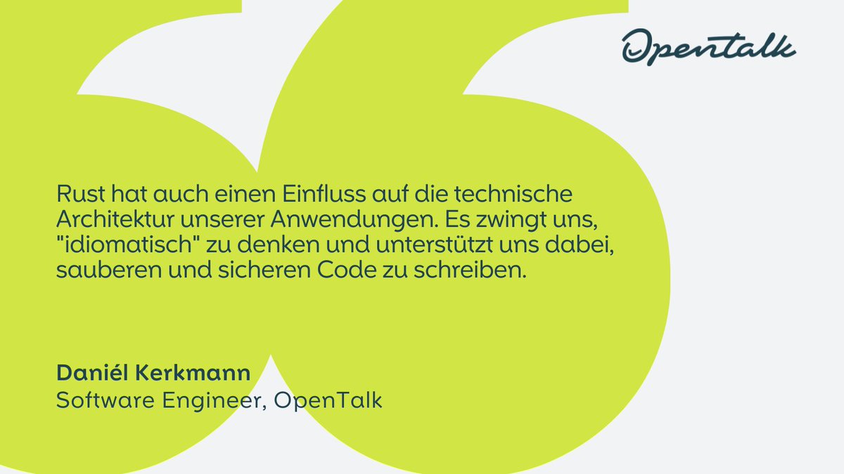 Welchen Einfluss hat #Rust auf die technische Architektur bei #OpenTalk?

Lesen Sie jetzt die Antwort in '5 Fragen zum Einsatz der #Programmiersprache Rust bei OpenTalk' 👇

opentalk.eu/de/news/5-frag…

#OpenSource #OpenMinds #OpenTalk #techstack #tech #programming