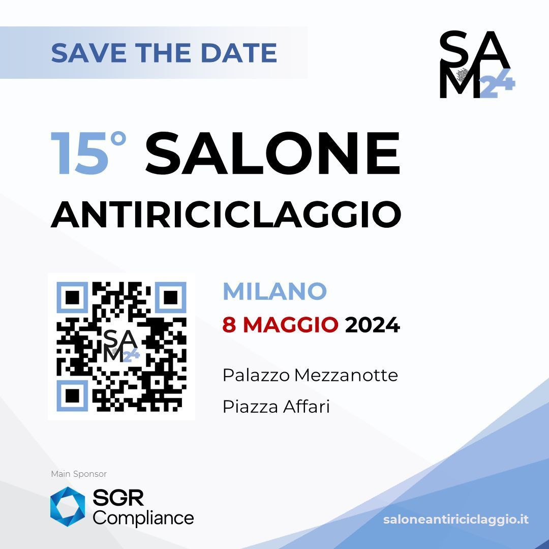 🚀 Crime&tech sponsor of #SALONEANTIRICICLAGGIO 2024! 🚀
📅 Milan - 8th of May

The #SAM24 is the largest conference on #antimoneylaundering in Italy.

💡 Meet us at our stand and discover what makes our #AML services unique in the global market! Visit 👉 saloneantiriciclaggio.it