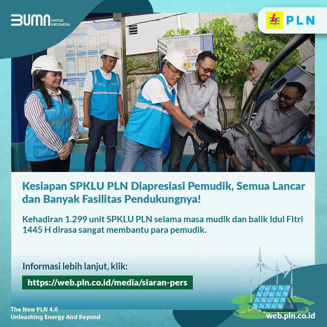 Minat masyarakat untuk menggunakan kendaraan listrik semakin meningkat. PLN menjawab kebutuhan itu dengan menyediakan fasilitas SPKLU di setiap titik strategis dan seluruh rest area tol di jalur mudik.

#PLNuntukIndonesia #rgyas #tanieczgwiazdami