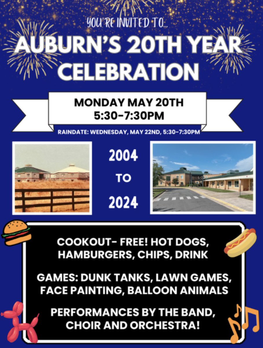 Save the date!! Calling all AMS alum and current AMS families… join us as we celebrate Auburn’s 20th year! @mattyonkey @kholcomb13 @FCPS1News #5CATS1Clowder #YouAreAmazing #AuburnYear20