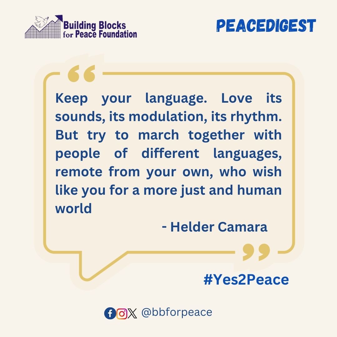 This week, @bbforpeace encourages you to try to march together with everyone around you; this way, you will be promoting #peace, thereby, creating a more just and human world. 

#MondayMotivaton #OurDiversityOurPride #Youth4Peace