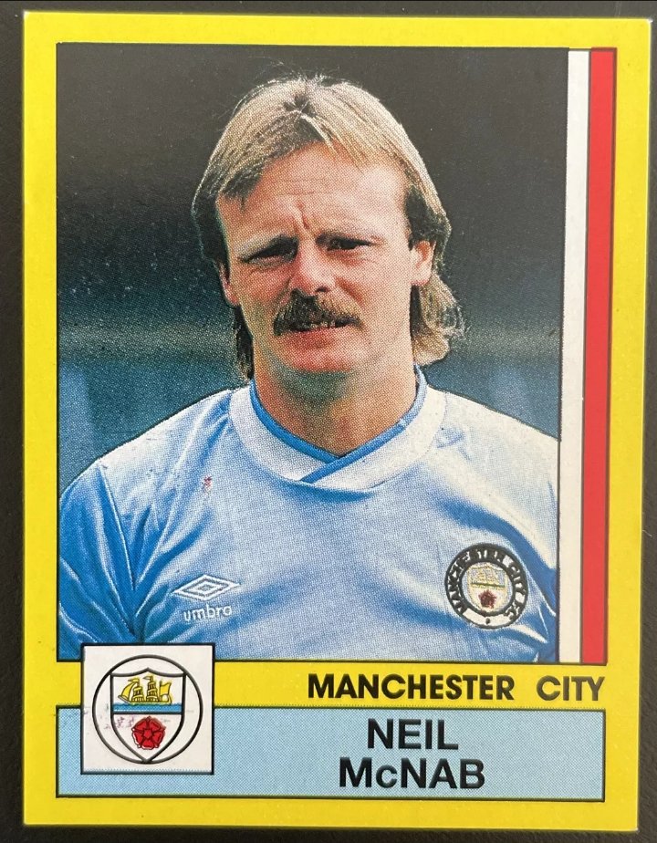 LUNCHTIME PANINI SPECIAL: Neil McNab. Manchester City. Played for a host of clubs, including Tottenham and Brighton. Here he is looking like Jim McDonald's nuttier younger brother, who's about to wreak havoc on the Cobbled Street.