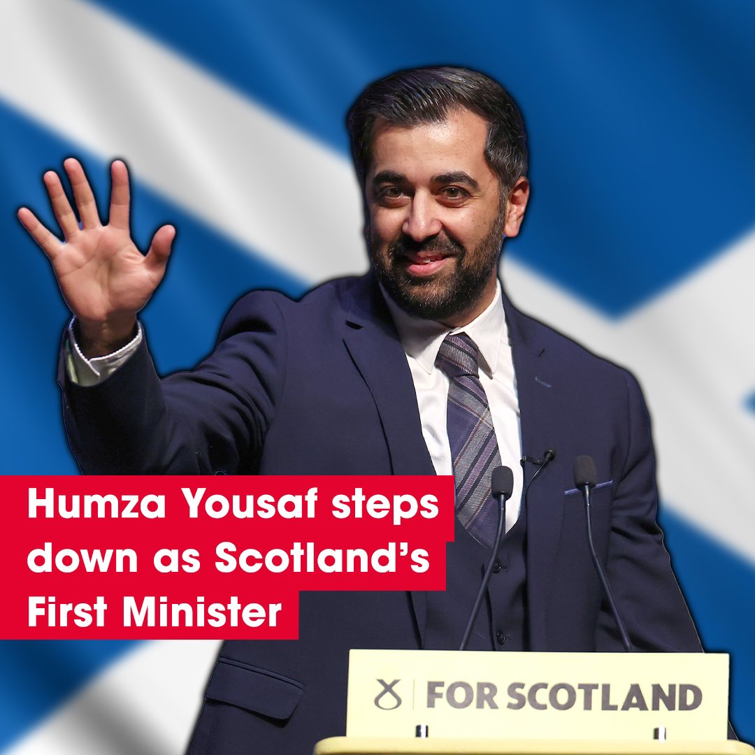 🚨BREAKING NEWS: Humza Yousaf has officially stepped down as Scotland’s First Minister. What are your thoughts on this? 🗞️