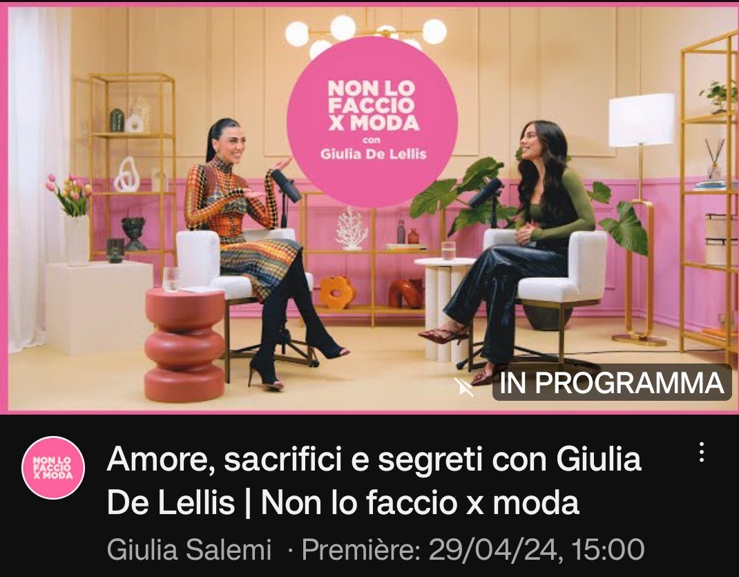 Ogni nuovo podcast una scoperta: ospiti interessanti che si aprono con te, tu magistrale padrona di casa 👏👏👏
Complimenti, SINCERI 

#GiuliaSalemi #NLFXM #prelemi