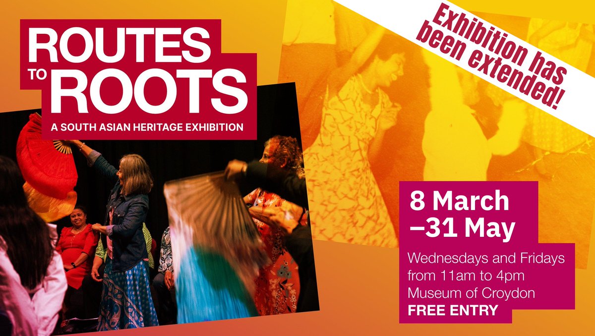📢📢 Thrilled to announce that the Routes to Roots - A South Asian Heritage Project Exhibition by @Mayatheatre has been extended until 31 May! 🎉 museumofcroydon.com/routes-to-roots 🆓 Free entry! 🗓️Weds & Fris 11am-4pm 📍Museum of Croydon Exhibition Gallery, ground floor