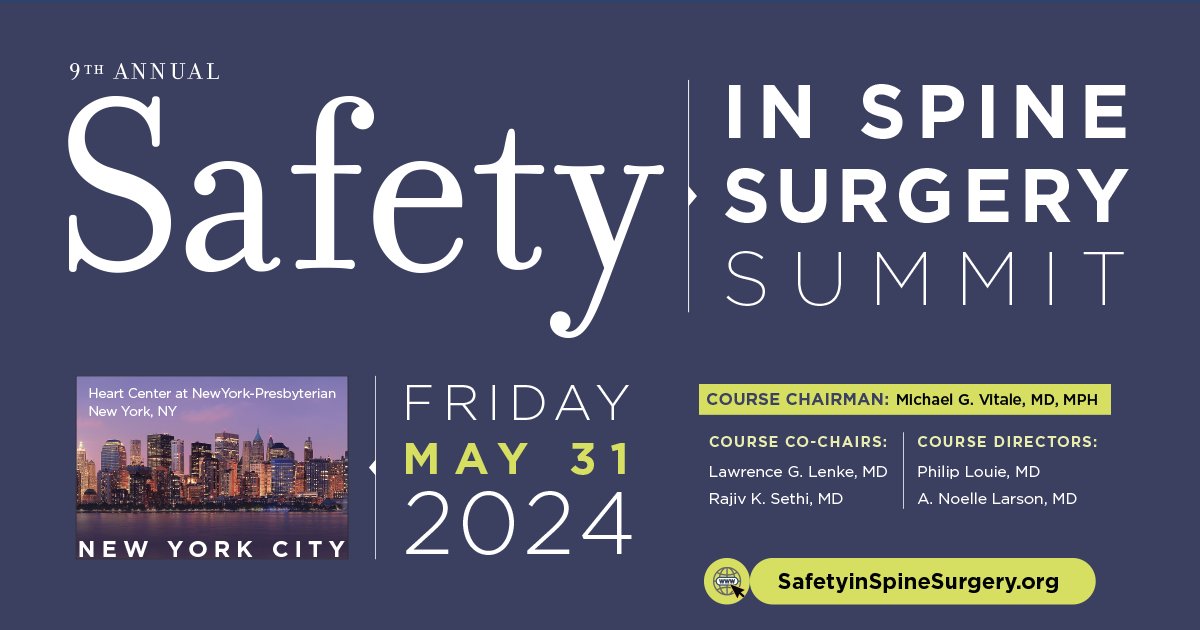 Hear leaders in the field talk about their experiences and the pros and cons of adapting new technology including robotics, AR & VR at the 9th Annual Safety in Spine Surgery Summit. Learn more and register for the summit today: l8r.it/eTLW @ColumbiaMed #orthotwitter