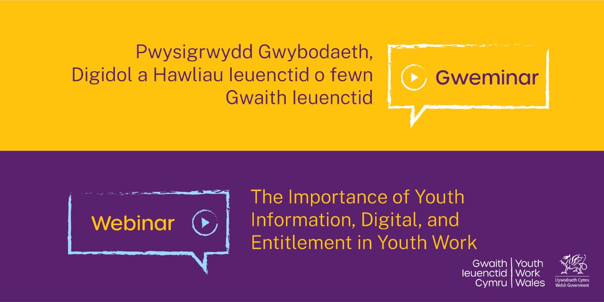 🔶 GWEMINAR - Pwysigrwydd Gwybodaeth, Digidol a Hawliau Ieuenctid o fewn Gwaith Ieuenctid

🗓️ 21.05.2024
🕙 10.00-12.00

🔶 WEBINAR - The Importance of Youth Information, Digital, and Entitlement in Youth Work

Cyfiethu & BSL.

Cofrestrwch | To register:
lu.ma/8xrlr3wi