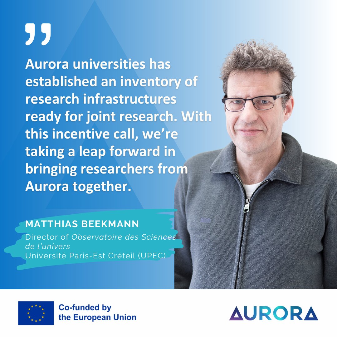 📈 Building on the 1st phase of #AuroraUniversities, this #CallForResearch aims to foster #research excellence and collaboration through shared values and practices.
💬 w/ Matthias Beekmann <a href="/UPECactus/">UPEC</a>. 

More 👉🏼 i.mtr.cool/bizfopmfxp #Aurora2030 #ResearchAndInnovation