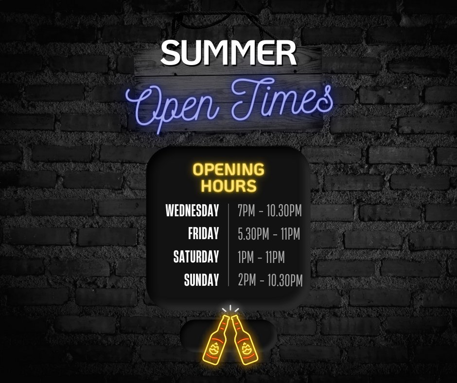 🍻🍻New summer hours from 1st May🍻🍻
