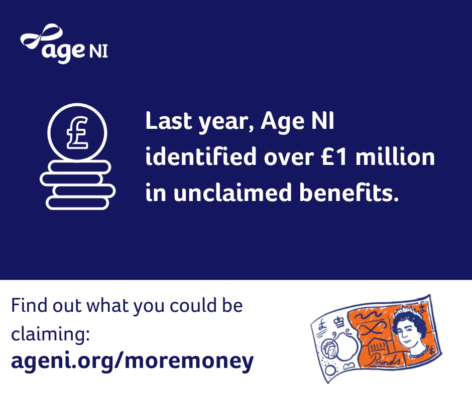 Age NI wants to make sure you're getting all the benefits that you're entitled to 💸 Last year, our Advice team identified over £1mil in unclaimed benefits. Call our Advice line or read our More Money In Your Pocket guide for more on what you could claim: ageni.org/moremoney