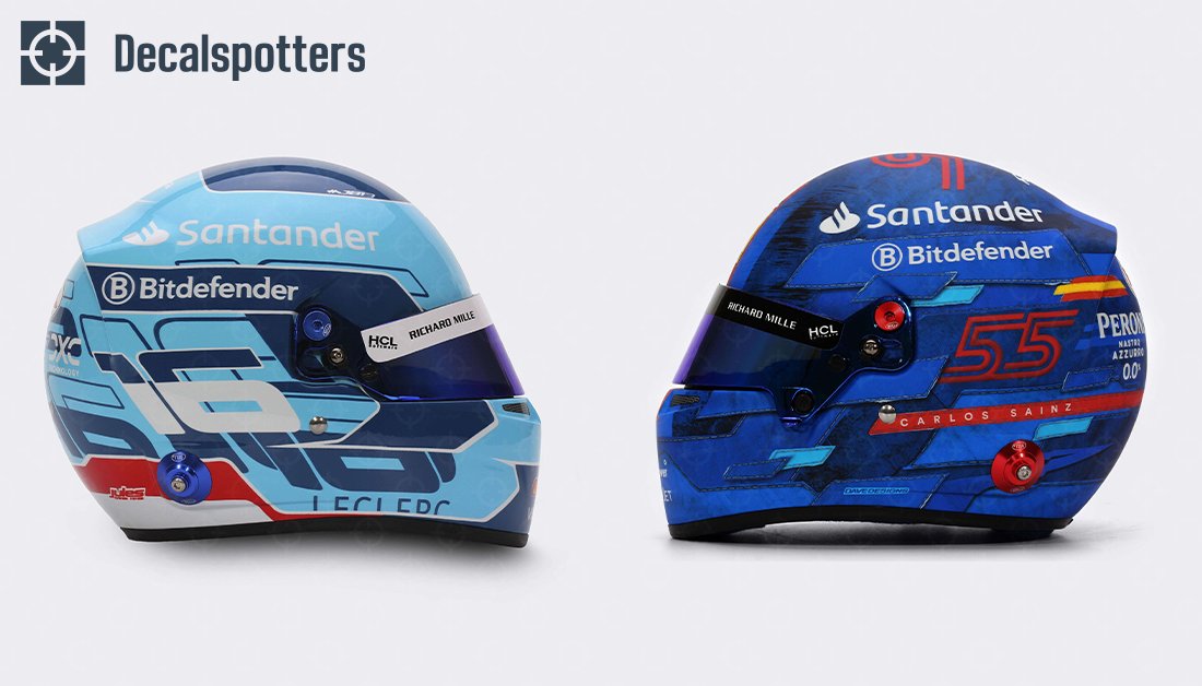 A first look at the special @ScuderiaFerrari driver helmets for the #MiamiGP 👀 What do you think of them? 🤔 #F1