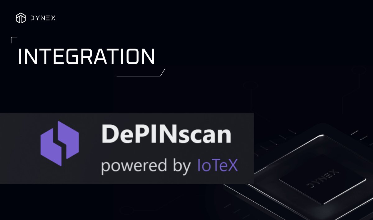 📢 #Dynex is now live on DePINscan by @iotex_io, contributing to a more vibrant DePIN X AI ecosystem.  

Dive into transparent metrics at depinscan.io/projects/dynex

$DNX #DePIN #PoUW #AI #quantum #partnership