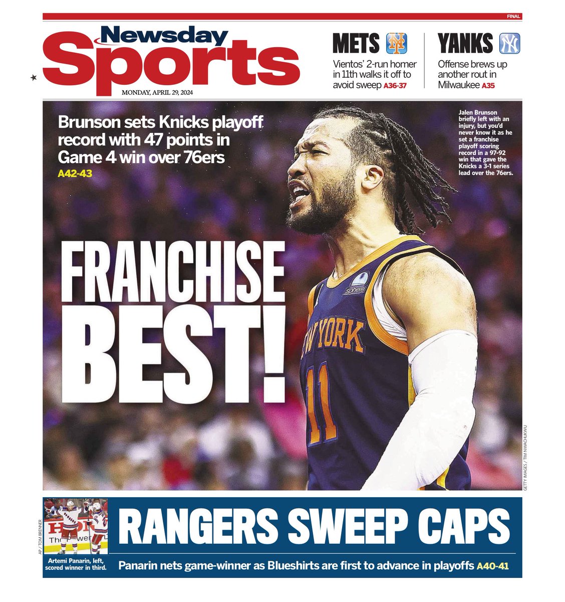 I’m gonna go get the papers, get the papers: back page edition. Battle of the @nyknicks @jalenbrunson1 #tabloidheds
