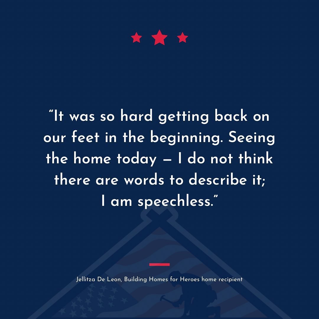 Staff Sergeant Carlos De Leon was diagnosed with traumatic brain disease and PTSD. He has a 90% disability rating. Receiving the new home has removed the family’s financial burden and helped Carlos lead a more independent civilian life. #VeteranSupport