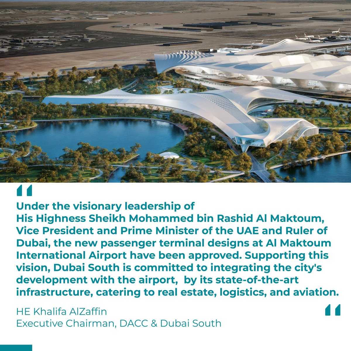 HH Sheikh Mohammed bin Rashid Al Maktoum Vice President and Prime Minister of the UAE and Ruler of Dubai approves the designs for the new passenger terminal at Al Maktoum International Airport, and commencing construction of the building at a cost of AED 128 billion.