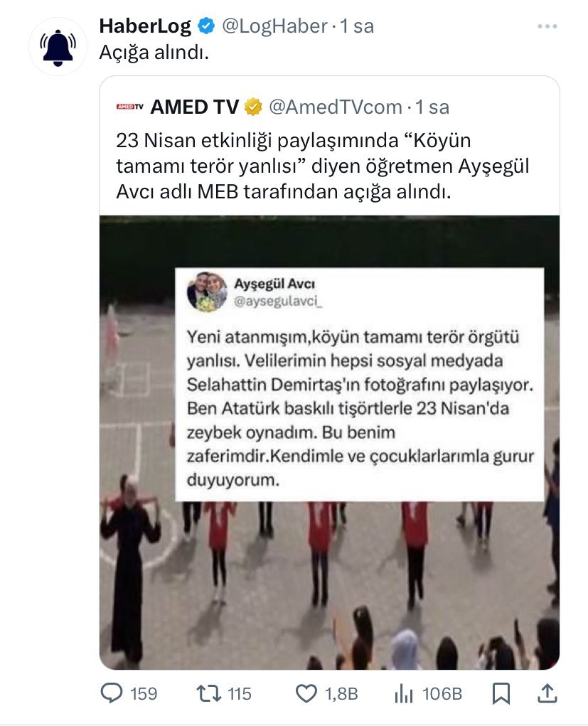 Türk milliyetçisi öğretmeni açığa alıp teröristleri sevindiren Milli eğitim bakanlığı milli midir?