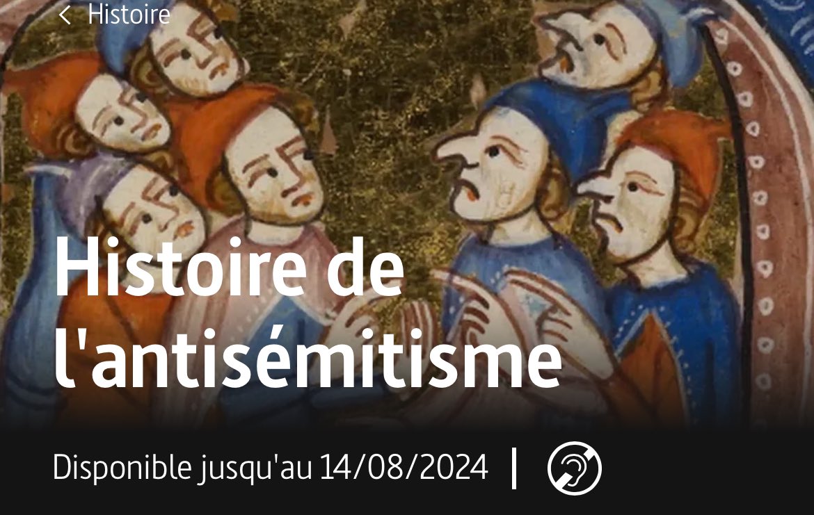 [#Ress_Num]
Histoire de l'#antisémitisme par <a href="/ARTEfr/">ARTE</a>

Quatre épisodes (55mn)
▪️Aux origines 38-1144
▪️Le temps du rejet 1144-1791
▪️De l'émancipation à la #Shoah 1791-1945
▪️Les nouveaux visages de 1945 à nos jours

👉arte.tv/fr/videos/RC-0…