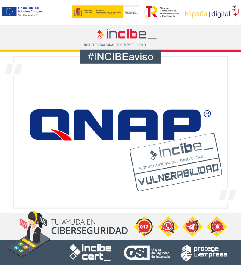 ⚠ #INCIBEaviso |Se han detectado múltiples #vulnerabilidades en productos #QNAP que podrían comprometer la seguridad de los dispositivos. Consulta los detalles y actualiza. #AvisosDeSeguridad #NextGenerationEU incibe.es/empresas/aviso…