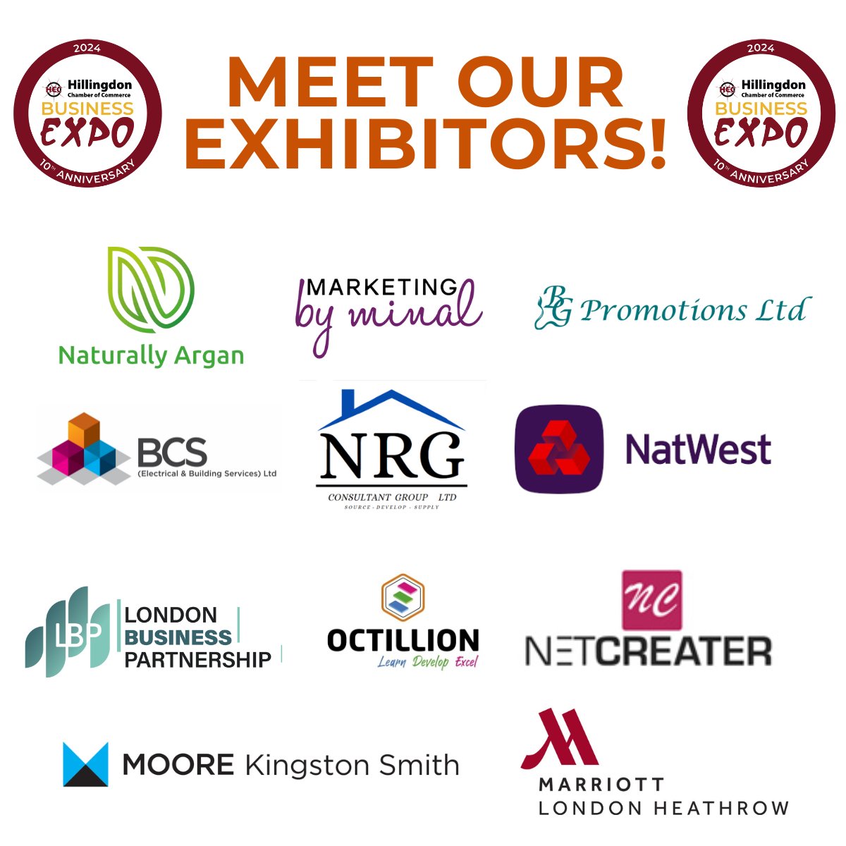 Welcome our #HBE24 #exhibitors Naturally Argan, @Minal2804 , @LondonBP , BCS Services, NRG Consultant Group , NatWest, BG Promotions Ltd., Octillion Training Academy, Netcreater, Moore Kingston Smith and London Heathrow Marriott Hotel contd.