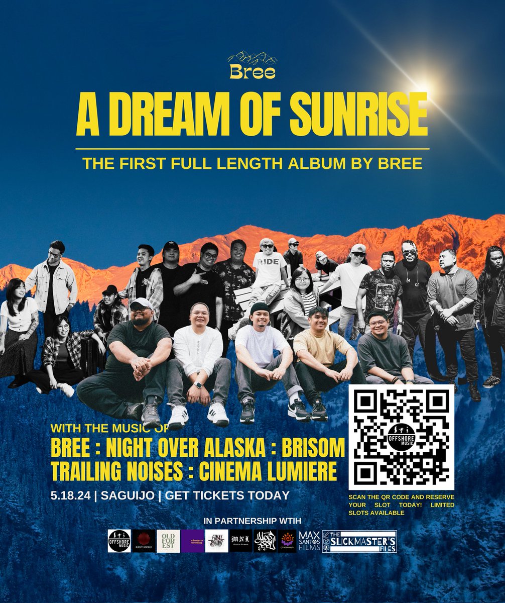 Breฤ (@musicofbree) on Twitter photo A DREAM OF SUNRISE: The Bree Album Launch ๐ฅ๐คโ๏ธ๐ GET YOUR TICKETS TODAY: bit.ly/4aZKfBt
๐ May 18, 8PM
๐ <a href="/SaguijoOfficial/">SaGuijo Bar + Cafe</a>
๐ซ Walk-in: P500 with a Sticker Pack and Beer
With the music of
๐ป Breฤ
๐ฝ <a href="/CinemaLumierePH/">Cinรฉma Lumiรจre</a>
๐ฅ <a href="/TrailingNoises/">Trailing Noises</a>
๐ Night Over Alaska
๐ธ <a href="/Brisomph/">BRISOM</a> A DREAM OF SUNRISE: The Bree Album Launch ๐ฅ๐คโ๏ธ๐ GET YOUR TICKETS TODAY: bit.ly/4aZKfBt
๐ May 18, 8PM
๐ <a href="/SaguijoOfficial/">SaGuijo Bar + Cafe</a>
๐ซ Walk-in: P500 with a Sticker Pack and Beer
With the music of
๐ป Breฤ
๐ฝ <a href="/CinemaLumierePH/">Cinรฉma Lumiรจre</a>
๐ฅ <a href="/TrailingNoises/">Trailing Noises</a>
๐ Night Over Alaska
๐ธ <a href="/Brisomph/">BRISOM</a>