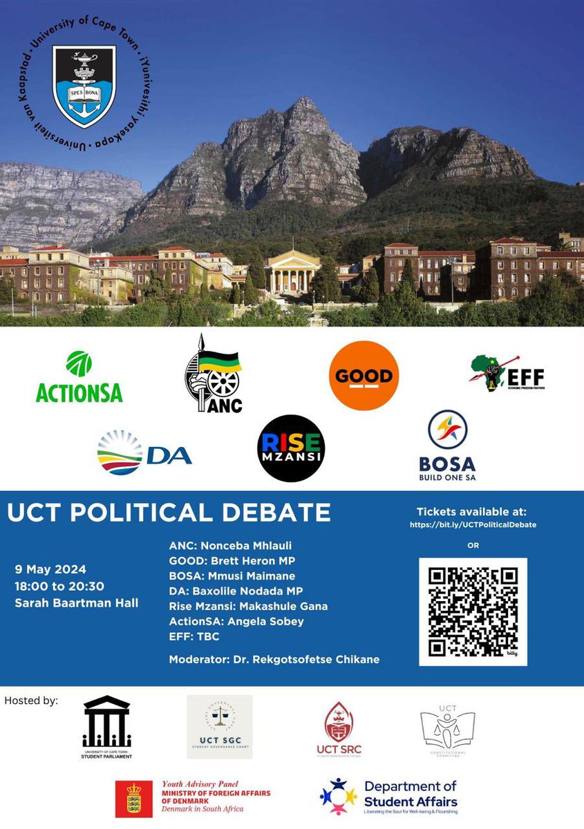 Get your tickets now to the UCT Political Debate taking place 9 May at 6pm!